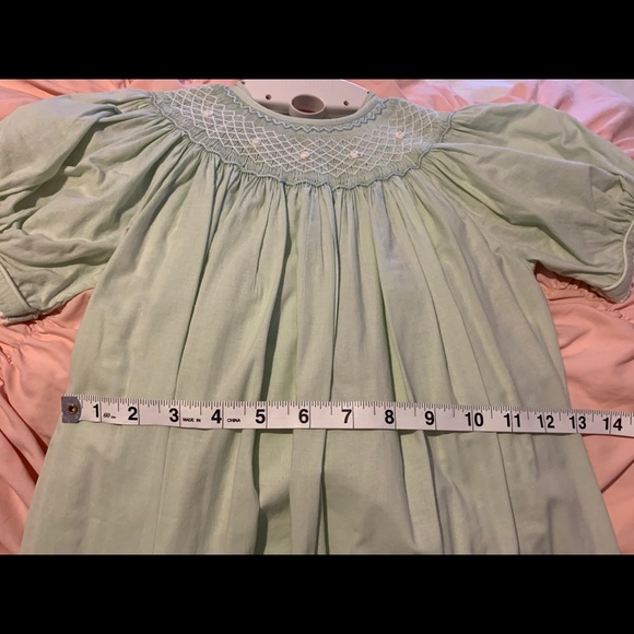 Strasburg green smocked dress size 3 years - Picture 5 of 8
